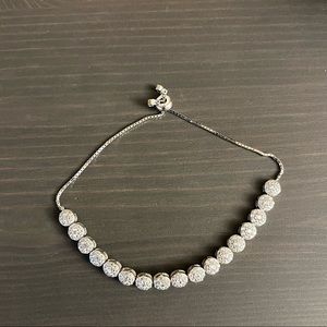 Sterling Silver Cubic Zirconia Adjustable Bracelet